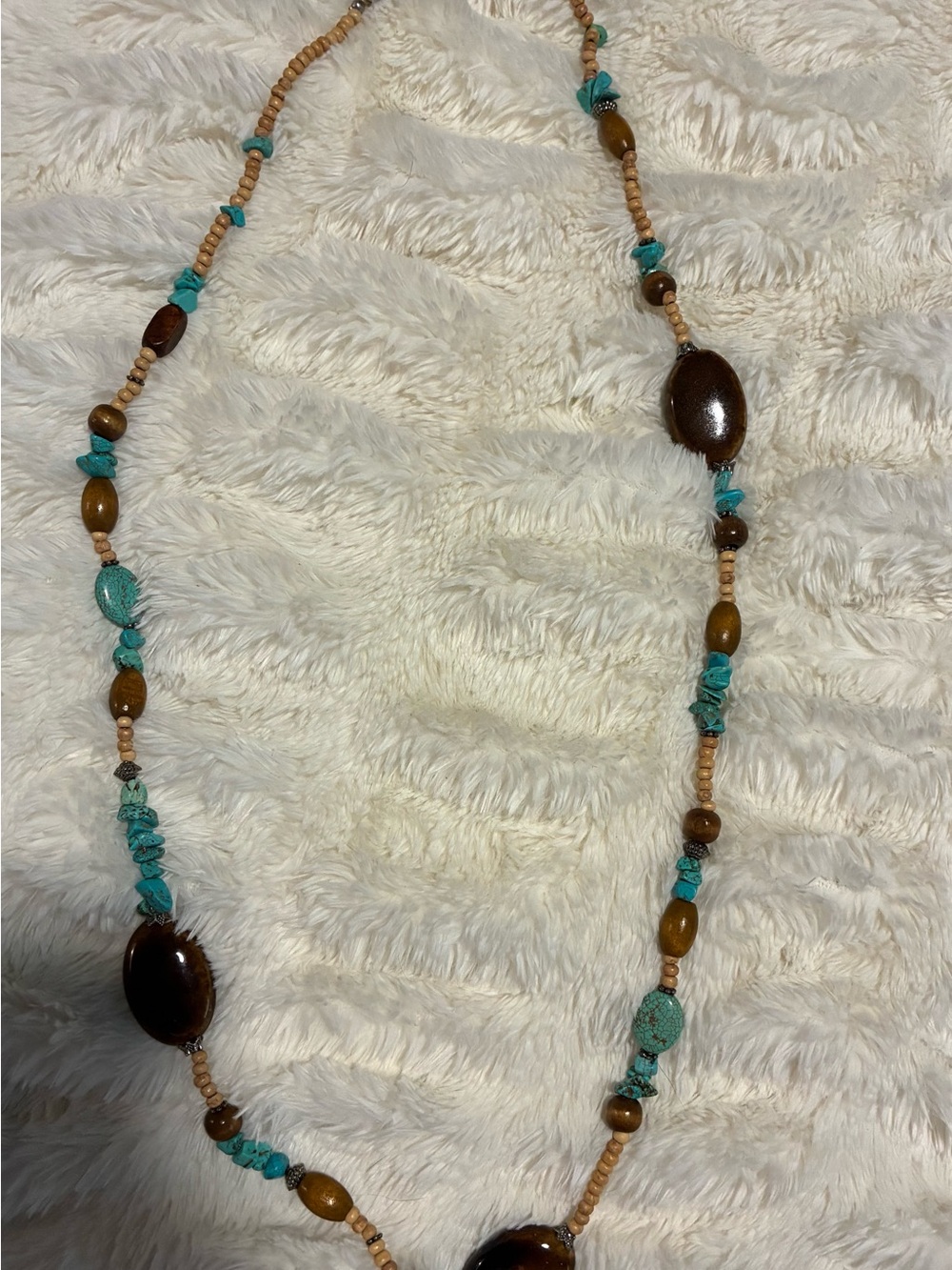 Turquoise and Brown Beaded Women's Necklace
